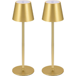 LED-лампа Zoeger: 2 шт., диммування, акумулятор, бездротова, тепле світло 3000K, USB-C, алюміній, IP54, золота LED-лампа Zoeger: 2 шт., диммування, акумулятор, бездротова, тепле світло 3000K, USB-C, алюміній, IP54, золота