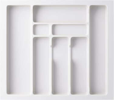 Вставка для столових приладів sossai Divio для висувних ящиків 45 см / ширина 38 см x Глибина 43 см обрізна з 5 відділеннями / Колір Білий / Система розташування ящиків для столових приладів (53 x 49 см-8 відділень)