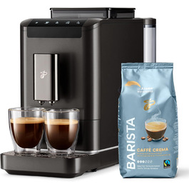 Повністю автоматична кавомашина Tchibo Esperto2 Caff з функцією 2 чашок, в т.ч. 1 кг бариста для кави, пінки та еспресо, (Dark Chrome)