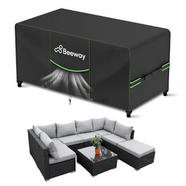 Чохол для садово-патіо меблів BEEWAY V2.0, 300x250x102 см, водовідштовхувальний, захист від УФ, чорний