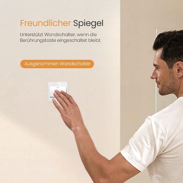 Дзеркало для ванної кімнати EMKE з підсвічуванням 50x60 см, антизапарник, холодний білий, диммер, сенсорне управління, функція пам'яті, автоматичне вимкнення через 3 години, IP44, енергозберігаюче, 60L x 50B см