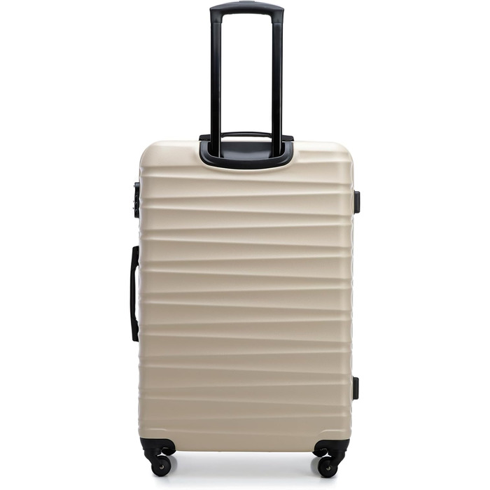 Набір валізWITTCHEN 3 в 1: велика, середня та маленька валіза на колесах з ABS-пластику, з кодовим замком, Groove Line (Бежевий)