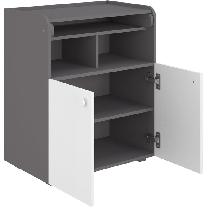 Комод для дитячої кімнати Shefa Wickelkommode 700 Teddy, білий - сучасний комод для немовлят, 47 x 70 x 86 см, білий/сірий