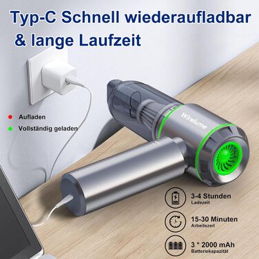 Акумуляторний ручний автомобільний пилосос 4 в 1, бездротовий міні-пилосос 22000 Па, потужний циклонний прибирання, 3 режими потужності, портативний для авто та шерсті тварин (Сріблястий)