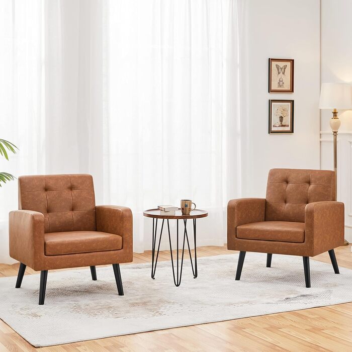 Крісло-мішок Yaheetech з підлокітниками, коричневе, з поліуретану, до 136 кг, для вітальні