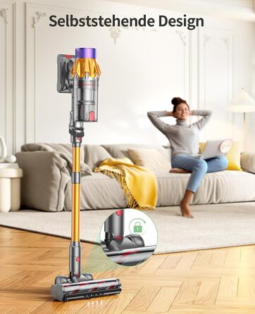 Акумуляторний пилосос SunSare 600W 50000Pa 65хв з дисплеєм та зарядкою, тихий для підлоги, килимів, шерсті тварин