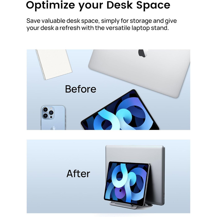 Підставка для ноутбука SODI вертикальна, автоматична, з алюмінію, для MacBook Pro/Air, ноутбуків, планшетів, телефонів (срібна)