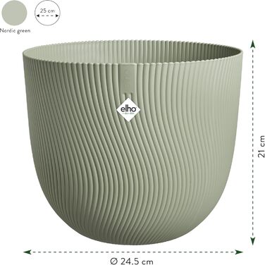 Квітчанка Elho Sereh Rund 40 - горщик для дому та саду, перероблений пластик, бежевий, Ø 39.0 x H 33.3 см