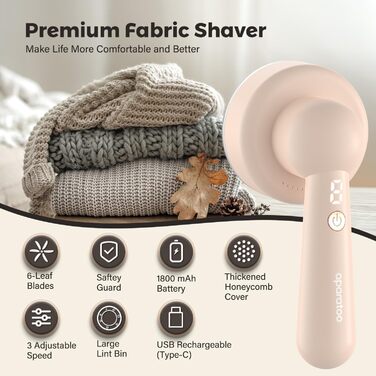 Електричний видалення ворсу для одягу та дому: портативний фетровий щітка-фетроріз з 3 змінні леза та щіткою для чищення. Підходить для одягу, ковдр, подушок, меблів та килимів. Колір: бежевий