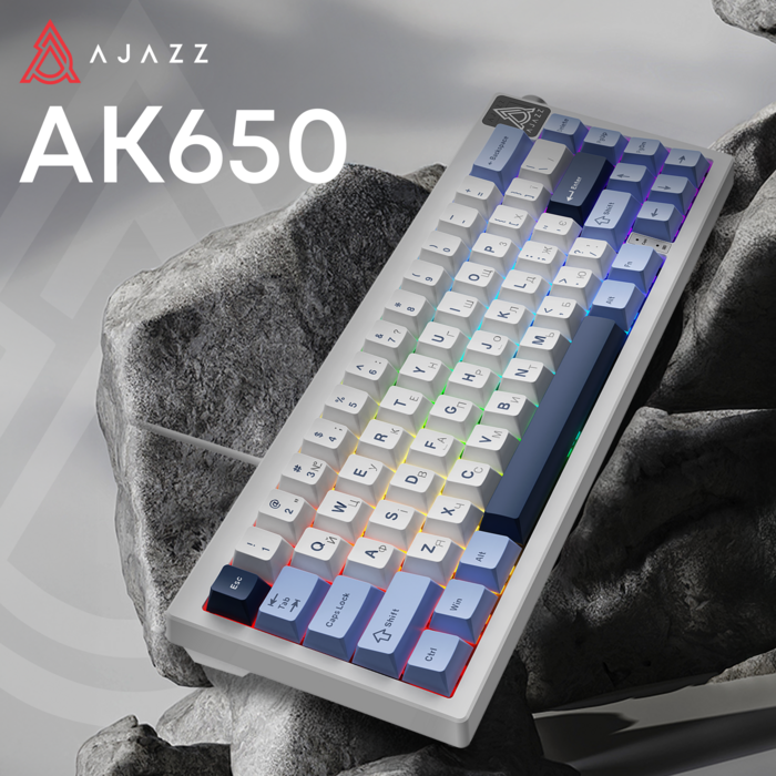 Дротова механічна клавіатура Ajazz AK650 Sea Salt switches Blue White Blue (AK650-SS-BWB)