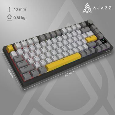 Бездротова механічна клавіатура Ajazz AK820 PRO 75% Flying Fish Switch Black RGB (AK820PRO-FF-BGY)