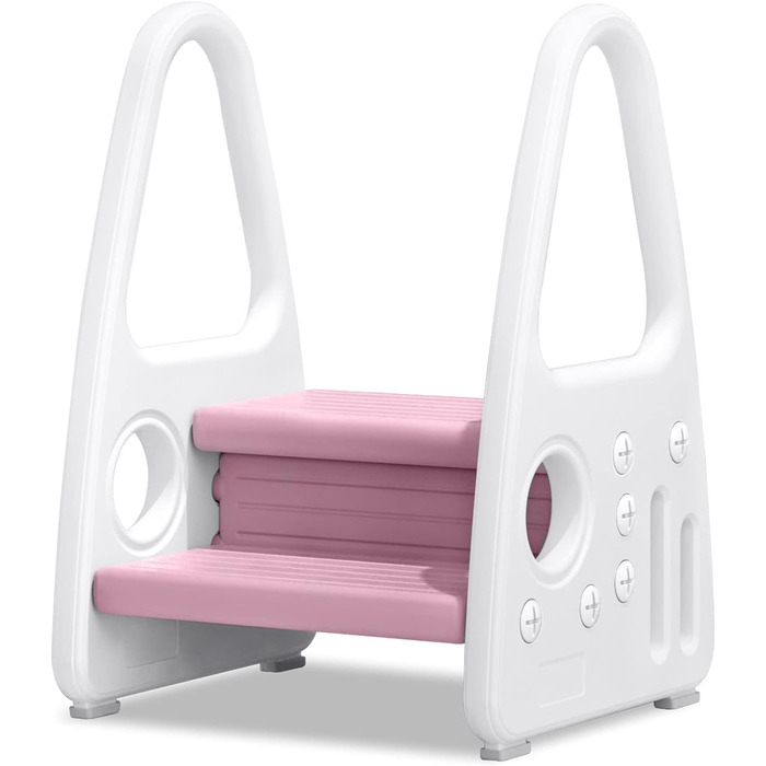 Тритх-стілець для дітей LZQ Kinder Tritthocker: 2 сходинки, піраміда, антиковзкий, пластик, рожевий (2-5 років)