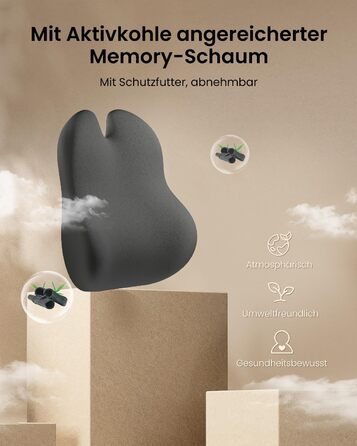 Підпорка для спини ProtoArc з піною Memory Foam, для офісного крісла, авто та столу, чорна