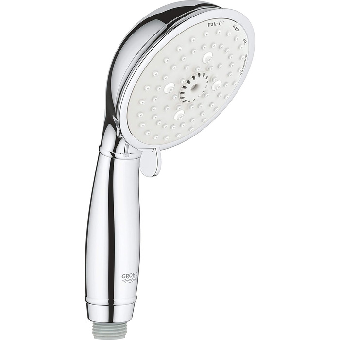Ручний душ (водозберігаючий, 4 режими струменя, система проти вапняного нальоту, міцний), круглий, хромований, 27608001, 100 -