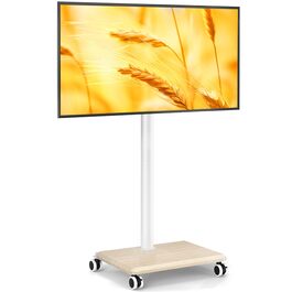 Підставка для телевізора на колесах з полицею, телевізійна тумба, мобільна підставка для телевізора 27-55 дюймів, до 40 кг, VESA 400x400 мм (Бежева)