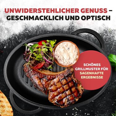 Гusseisen Bräter (34 см) з кришкою: сковорода-жаровня з чавуну для гриля, Dutch Oven, для індукції, газового гриля та духовки