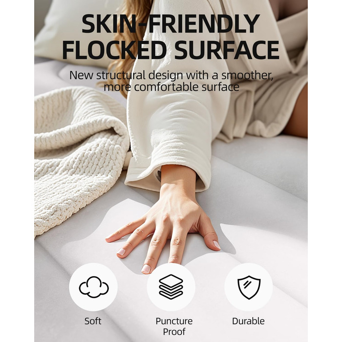 Надувна ліжко CHILLSUN Luxus: двоспальна/King Size з електричним насосом, 203x152 см, для дому та кемпінгу