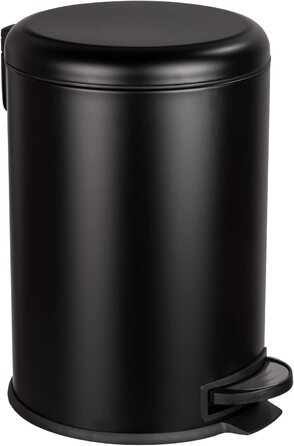 Кухонний сміттєвий бак WENKO Leman, iter, великий сміттєвий бак з автоматичним опусканням, функцією педалювання і знімною вставкою, виготовлений з пофарбованої сталі, 30, 5 х 44 х 37, 5 см, матовий (20 л, Чорний)