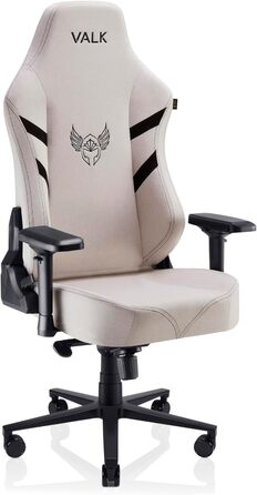 Крісло геймерське VALK Freya з підлокітниками 4D, регулюванням спинки 160°, м'яким сидінням з Memory Foam та міцною алюмінієвою основою (білий перламутр, тканина)