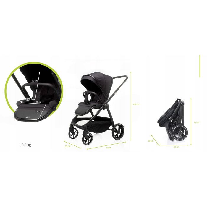 Прогулянкова коляска 4BABY FOSTER з реверсивним сидінням, до 22 кг, алюмінієва