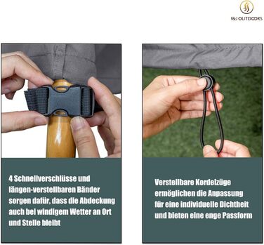 Захисний чохол для саудового дивану F&J Outdoors, водонепроникний, UV-стійкий, сірий, 208x99x89/61 см