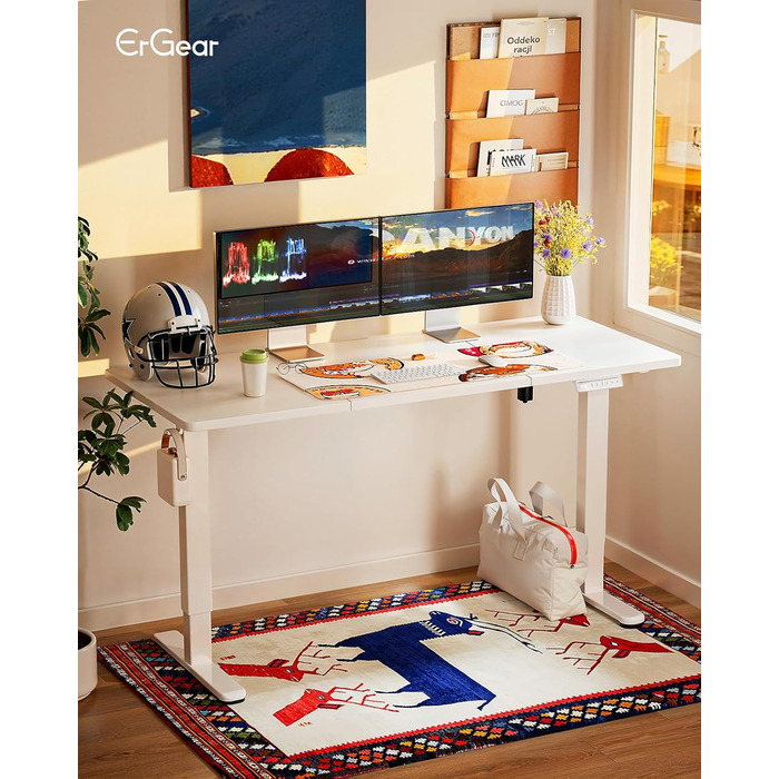 Електричний регульований стіл ErGear 160x80 см з пам'яттю, білий. Підключення до плати 120x60 см для дому та офісу