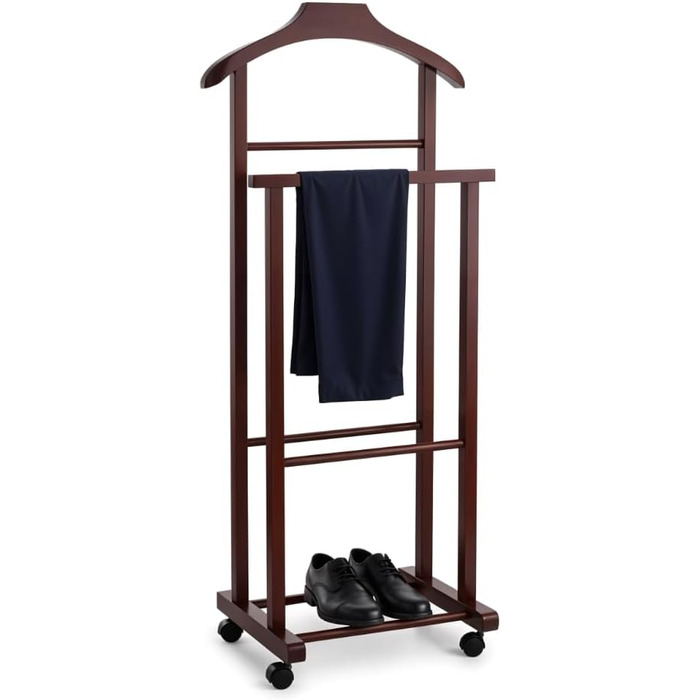Дзеркало-вішалка для одягу Mottiwood, бук, горіх, подвійний стійкий дзеркало-вішалка з 4 колесами