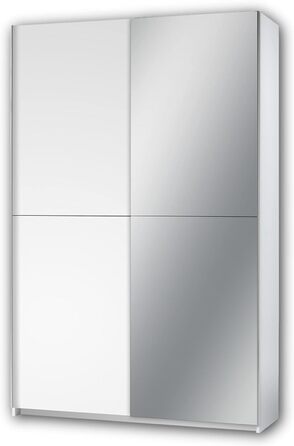 Елегантна шафа-купе з великою кількістю місця для зберігання - Універсальна шафа-купе з розсувними дверима в - 125 x 195 x 38 см (Ш/В/Г) (Біла, З дзеркалом, Одномісна)