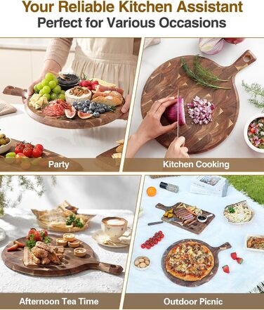 Нейлонове обробне дошка XINZUO Hirnholz (35x25x2.6cm) з антиковзкими ніжками, ручкою та жолобом для соку. Кухонна дошка з акації (42,5*32*1,9cm)