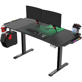 ULTRADESK Стол для роботи та ігор, регульована висота, електричний, 140x68 см, з XL-кілимком для миші (зелений)