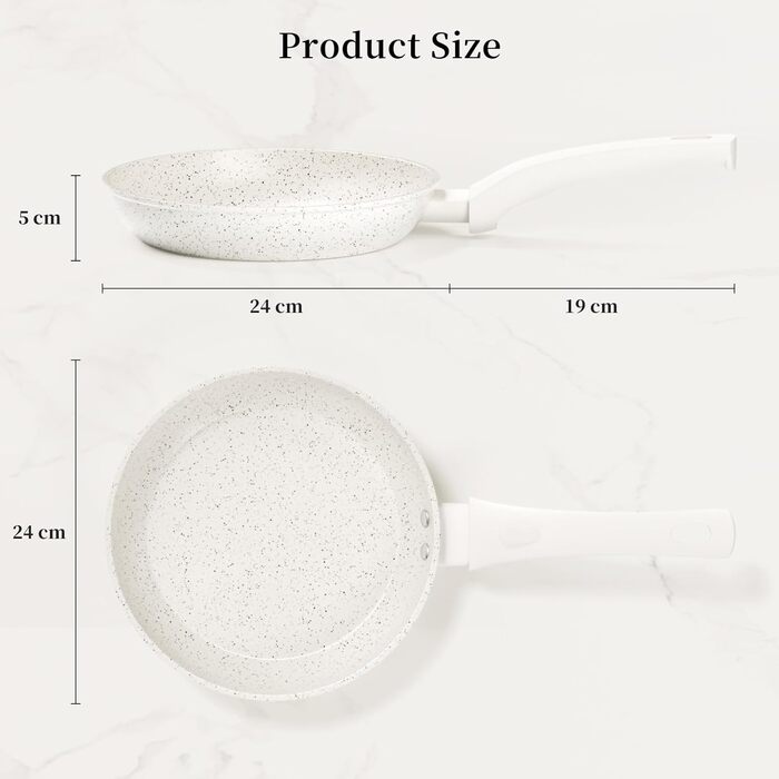 Набір сковорідок Innerwell 3 шт. (20, 24, 28 см) з керамічним антипригарним покриттям, індукційні, для професійного використання, сумісні з духовкою, без PFOA, можна мити в посудомийній машині