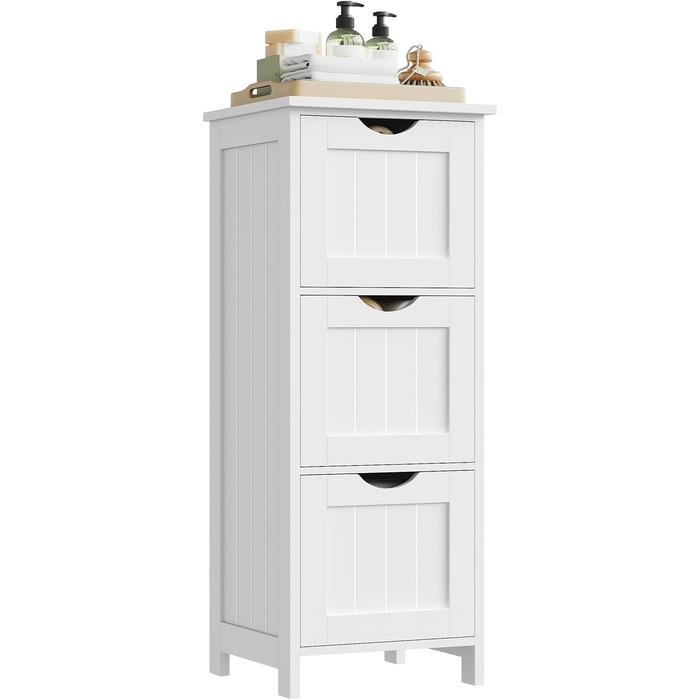 Шафа для ванної кімнати WOLTU, вузька шафа з 3 висувними ящиками, 32 x 30 x 81 см, для ванної, вітальні, спальні, кухні, сучасний дизайн, білий колір, BZS123ws