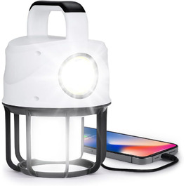 Світлодіодна лампа Flintronic для кемпінгу, портативна акумуляторна лампа на 1000 люмен, світлодіодний ліхтар з 6 режимами освітлення, водонепроникний прожектор з USB-кабелем, акумуляторна лампа ємністю 3600 мАг для кемпінгу, нічної риболовлі, полювання (4 Білий)