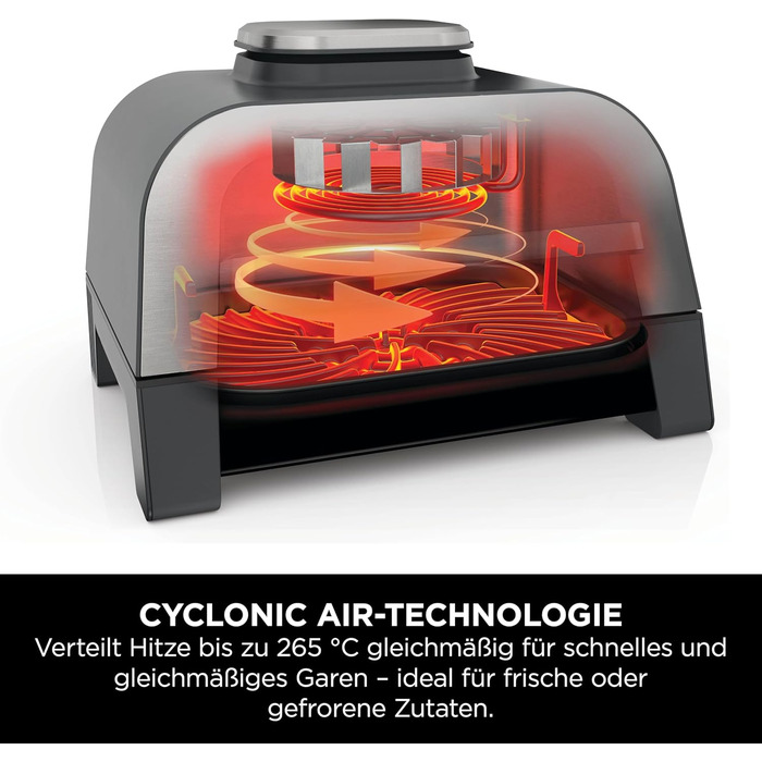 Ninja MAX 6-в-1 гриль та фритюрниця з гарячим повітрям для дому, 6 функцій приготування, об'єм 3.8 л, цифровий термометр, сірий/срібний, DG551EU