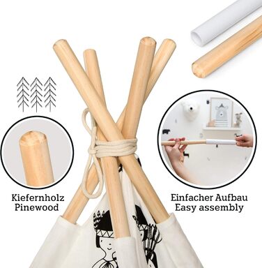 Дитяче ігрове намет Hakuna Matte Tipi з килимком, спіймачем снів та сумкою – стильний дизайн, 100% бавовна, сертифікат EN71