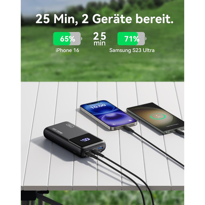 Портативний зарядний акумулятор INIU, 100W, 25000mAh, USB-C, для ноутбуків, телефонів, iPad, DJI, камер, iPhone, MacBook, Surface, Fire TV Stick, 25000 мАг, чорний