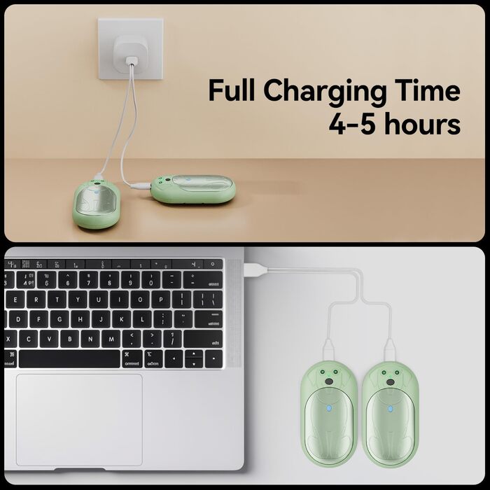 Електричні грілки для рук COTOP 6000mAh, 2 шт. USB-C, 3 режими нагріву, для жінок, чоловіків, дітей, туризму, гірськолижного спорту, зелені