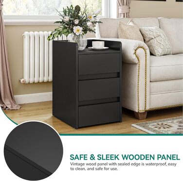 Приліжкові тумбочки YITAHOME (2 шт) з металевими ніжками та ручками, білий колір, 3 висувні ящики, 35 x 40 x 59 см, для спальні та вітальні