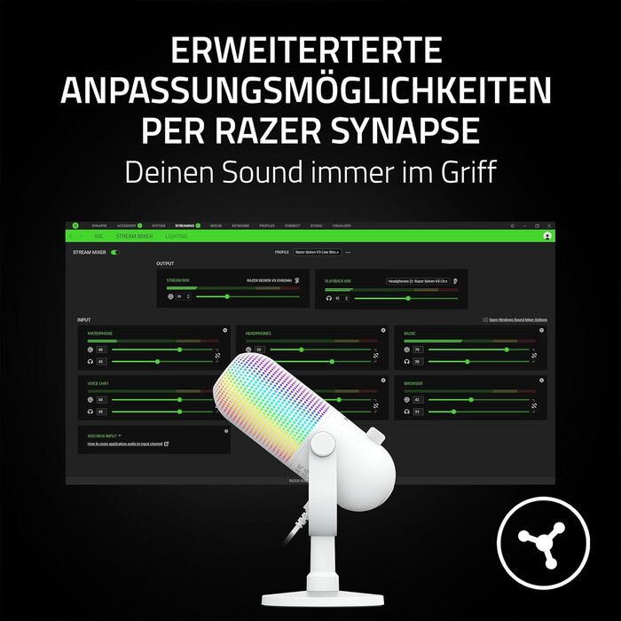 Мікрофон Razer Seiren V3 Mini USB - компактний, з LED-індикатором та функцією Tap-to-Mute