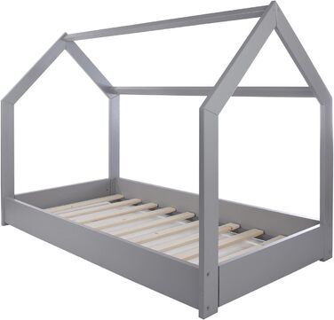 Ліжко-домік Velinda для дітей, ліжко-ігровий будиночок, односпальне ліжко, скандинавський дизайн (сірий колір)