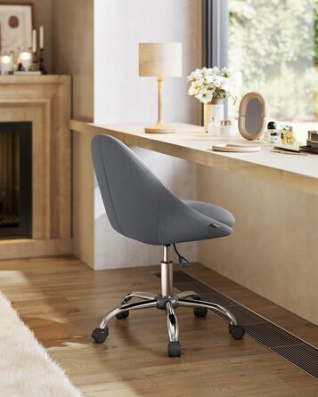 Крісло SONGMICS для офісу та дому, крісло для макіяжу, регульоване по висоті, сірий колір, тканина (OBG020G04)