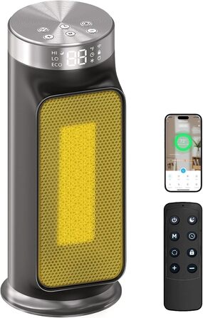 Електричний обігрівач 1800W з керамічним нагрівачем, розумний, енергозберігаючий, з Wi-Fi, керуванням через додаток та пультом дистанційного керування, з таймером 24 години