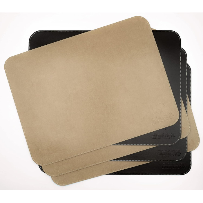 Набір скатертин BEEFSTONE® 6 шт. з PU шкіри, чорно-бежевий, 40x30 см | Водостійкі, легко миються | Скатертини, підставки під посуд