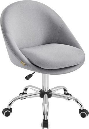 Крісло SONGMICS для офісу та дому, сірого кольору, з бавовняно-льоновій тканини, регульоване по висоті, для робочого кабінету та спальні