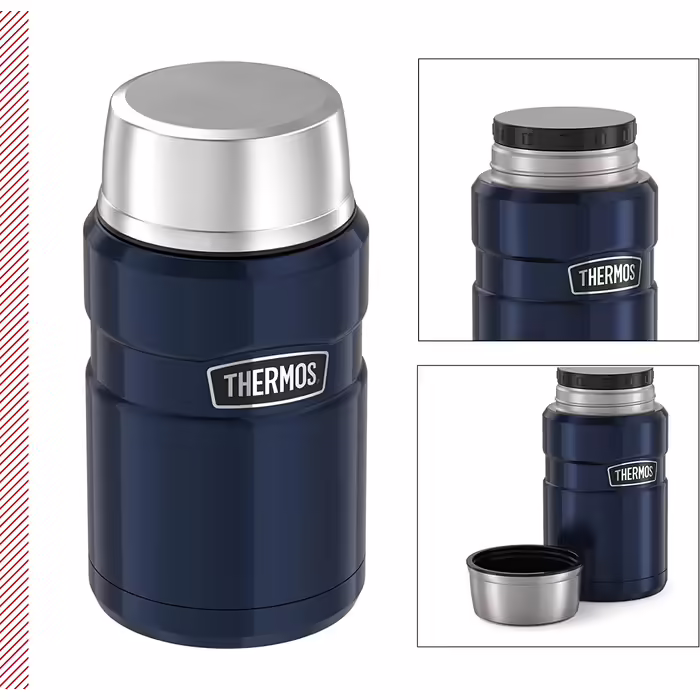 Термос для їжі Thermos Stainless King 710 мл, нержавіюча сталь, 14 годин гаряче / 24 години холодне, для супу, мюслі, рагу, герметичний, без ложки, синій, можна мити в посудомийній машині