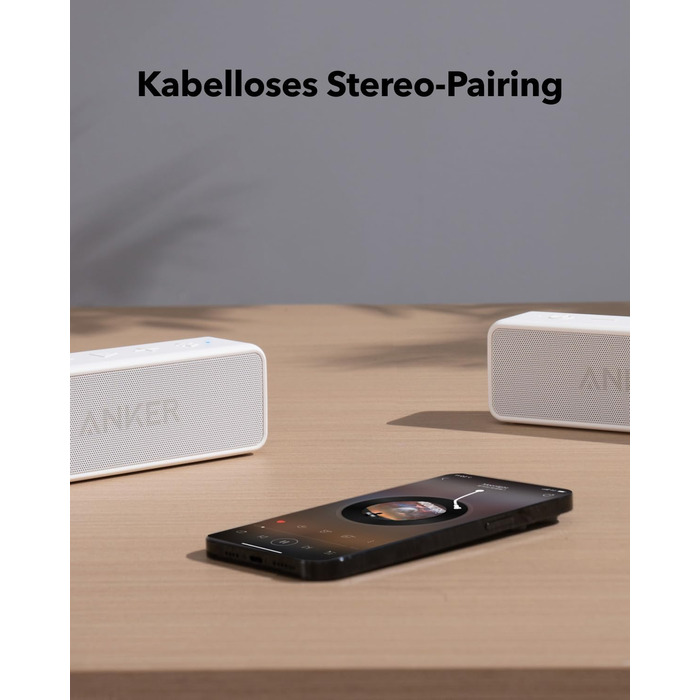 Портативна Bluetooth колонка Anker SoundCore 2, білий колір. Якісний звук, потужний бас, 24 години роботи від акумулятора, водонепроникність IPX7, сумісна з iPhone, Galaxy та іншими пристроями.