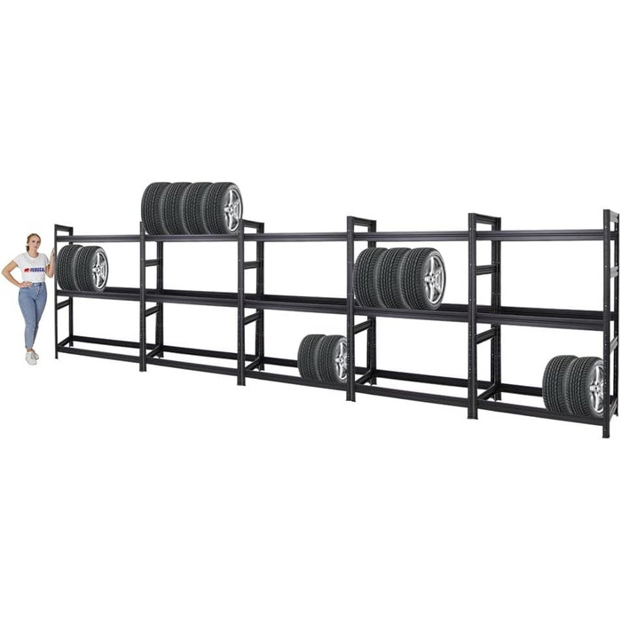 Стелаж для шин PROREGAL Mega Deal (5 шт.) | 180x120x50 см | 150 кг | до 24 шин | Чорний