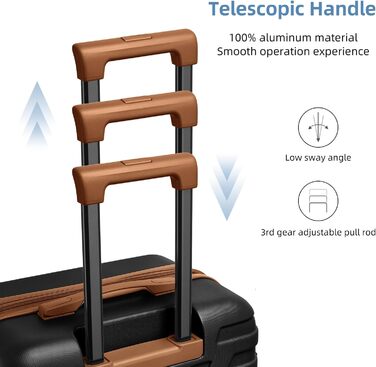 Набір валіз LARVENDER 6 шт. з жорсткою обшивкою, легкий ABS, розширюваний, міцний, ручна поклажа, 4 колеса, TSA-замок, з сумкою та косметичкою, білий/коричневий