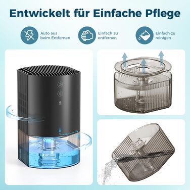 Електричний осушувач повітря AROEVE 990мл з підсвіткою 7 кольорів, автоматичне вимкнення, захист від пролиття, для дому, шафи, ванної кімнати та кухні