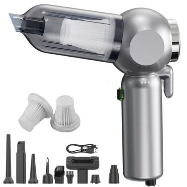 Акумуляторний автомобільний пилосос 4-в-1, потужність 22000Па, бездротовий ручний пилосос з HEPA-фільтром та склобивачем для авто та дому